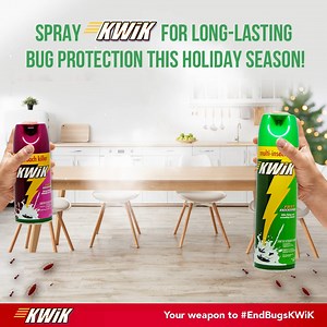 33 reactions | Give yourself and your family a bug-free home for the holidays. Choose KWiK Multi-Insect Killer to keep your home protected for up to 3 weeks! #EndBugsKWiK | KWiK Insect Killer | Facebook