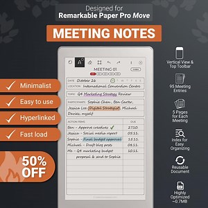 Meeting Notes for Remarkable Paper Pro Move Tablet, Hyperlinked PDF Minutes Notebook Template - Etsy