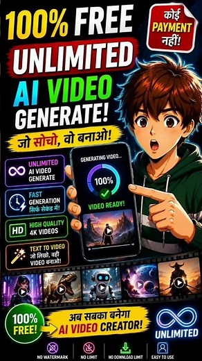 100% Free Unlimited AI Video Generator | Create Viral Videos in Minutes