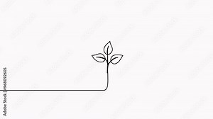 Lightbulb with leaf continuous line drawing animation. Sprout with leaves inside lamp video. Animated hand drawn linear eco symbol.