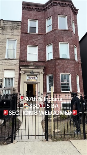 4735 S. Indiana, Unit 3 ✨Newly remodeled 3-bedroom / 1.5-bath apartment featuring in-unit washer & dryer, central air, and modern finishes throughout. Spacious layout with great natural light move in ready! 📍 Prime location 🧺 Washer & dryer included 🏠 Section 8 welcome ➡️ Message me for details or to schedule a showing! #forrent #rentals #broker #chicago #realestate