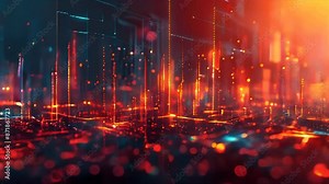 Fintech Evolution Banner depicting the evolution of fintech with abstract digital elements and financial charts. in financial growth and innovation abstract theme