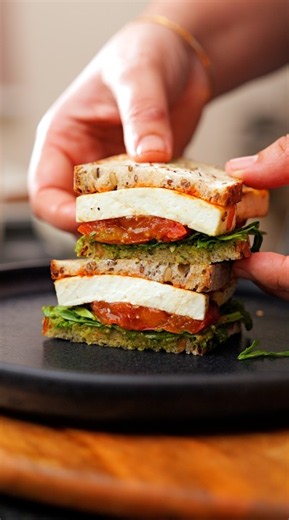 Double cheese tomato sandwich for a healthy breakfast