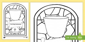Stained Glass Chalice First Communion Colouring Page