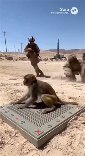 Monkey Kicking Floor Triggers Explosive Landmine Reaction