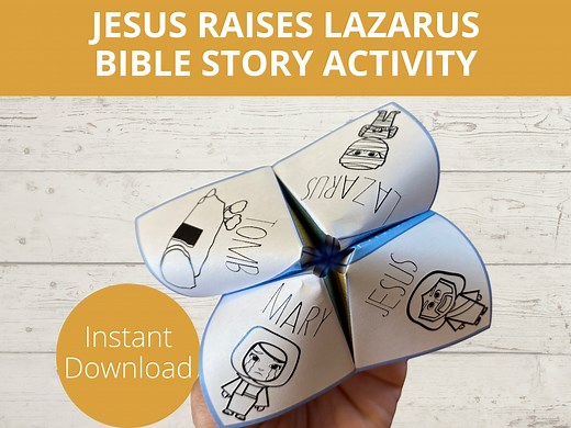 Jesus Raises Lazarus Bible Story Activity, Sunday School Crafts, Jesus Miracle, Printable Paper Craft, Fortune Teller, Cootie Catcher, VBS - Etsy