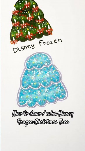 How to draw / color a cute Christmas tree inspired by Disney Frozen #coloringtutorial #coloring #art