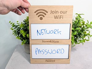 A4 Oak Wifi Sign | Reusable Whiteboard, Home Bnb Office - Etsy Canada