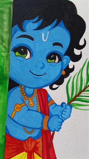 cute krishna ji painting 🥰🌼 #drawing #art #yashomatimaiyasebolenandlala #drawing #painting #shorts