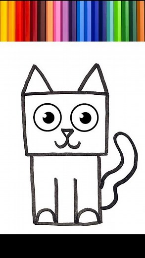 🌈 Drawing, painting and coloring a cat for children | children's song.⭐#101