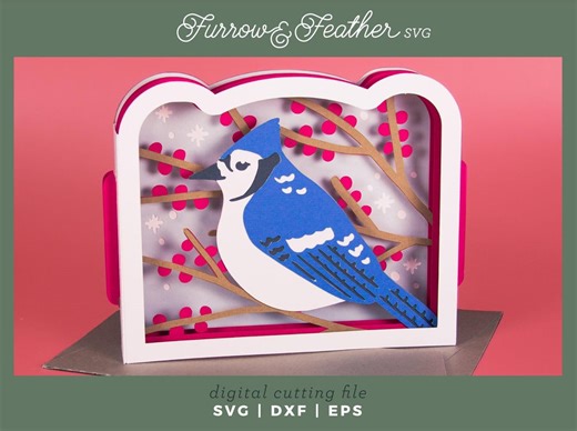 Blue Jay Christmas Card SVG: 3D Winter Pop up Card (digital Download) - Etsy