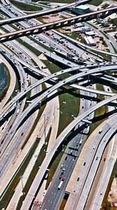 Complex highway system in Dallas captured from above
