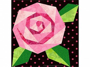 Rosie's Rose, Paper Piecing Flower Quilt Block Pattern, PDF Download, 6 & 12 Inch, Resizable, FPP Paper Piecing - Etsy