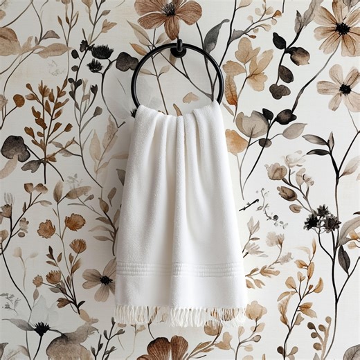 Neutral Wildflower Wallpaper - Minimalist Beige   Brown Botanical Wall Mural: Removable, Traditional Options - Etsy