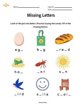 Missing Letters Worksheets