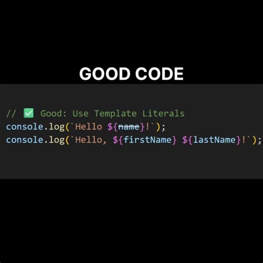 Stop Using string concatenation in JavaScript 😩 Use Template Literals Instead #shorts #javascript