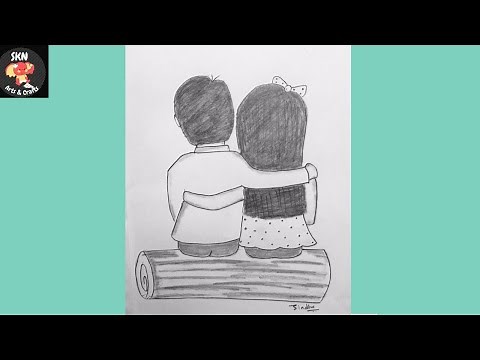 Boy and Girl drawing / How to Draw A Boy and Girl sitting together / Pencil Drawing