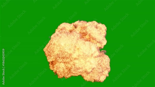 Explosion detonations 3 blasts two speeds each 24p with green screen for transparent background