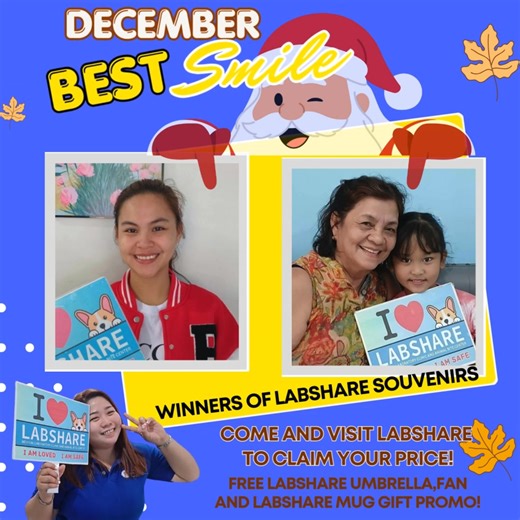 🌟 𝗧𝗵𝗲 𝘄𝗼𝗿𝗹𝗱 𝗻𝗲𝗲𝗱𝘀 𝗺𝗼𝗿𝗲 𝘀𝗺𝗶𝗹𝗲𝘀 𝗹𝗶𝗸𝗲 𝘆𝗼𝘂𝗿𝘀!😊 Congratulations to our amazing winners!! 🎉 December Best Smile Winners (Week 4) Please contact us or visit Labshare to avail your prizes — we can’t wait to see you happy! 🏆💌 #Winners #SpreadSmiles #GiveawayJoy #HealthySmilesForAll | LabShare Mdc