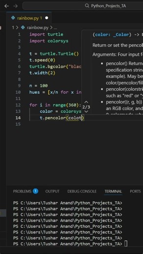 Rainbow Galaxy 🌈✨ Spiral Art in Python Turtle! #shorts #python #programming #coding #turtlegraphics