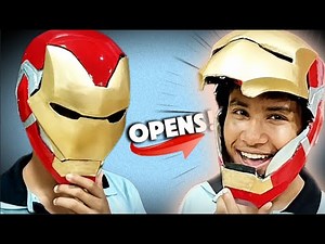 I Built A Cardboard Iron Man Helmet That OPENS!