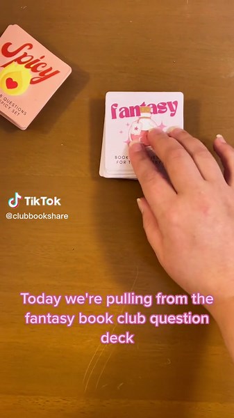 I'm too intimidated to talk on audio 🙈 (I'll try again tomorrow!) but I wanted to share some bookish prompts with #booktok! I created these Book Club Question decks to make Book Club and reading more fun! Today we're pulling from the Fantasy Deck - link below to buy and diy your own deck!