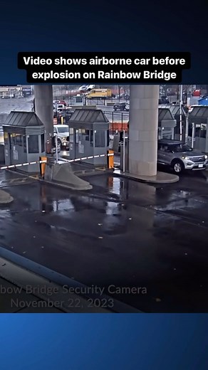 7 News WKBW on Instagram: "New video shows the moment a car went airborne before crashing into a booth on the Rainbow Bridge in Niagara Falls. #niagarafalls #wny"