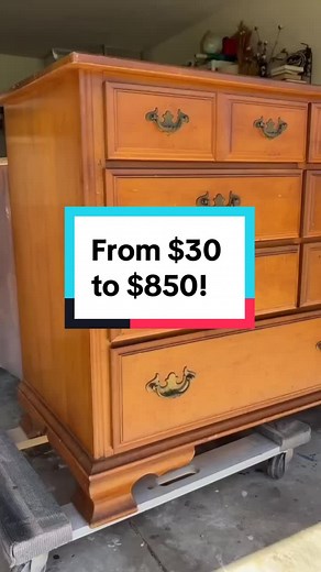 Here are the steps: ➡️ Clean with a degreasing cleaner ➡️ Scuff sand the body & sand the top to bare wood ➡️ Remove the old base ➡️ Fill any damage with wood filler ➡️ Prime ➡️ Paint ➡️ Whitewash & seal the top ➡️ Build and attach the new base ➡️ Attach new hardware ➡️ Stage & sell! Supply list is in my Amazon Shop, and paint color is Wise Owl One Hour Enamel in the shade Restoration! Both linked in my bio. *Amazon link earns commissions* Drop any questions you have about this flip in the commen