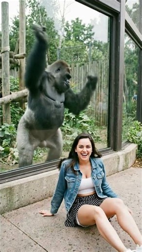 She started doing somersaults... The gorilla's reaction shocked the visitors!