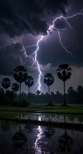 ផ្លេកបន្ទោរភ្លឺពេញមេឃពេលភ្លៀងធ្លាក់ខ្លាំងណាស់​ #ប្រពៃណីខ្មែរ #ភូមិខ្មែរ #ជីវិតស្រុកស្រែ