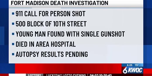 Teenager killed in Fort Madison shooting