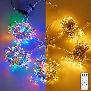 Christmas Lights Outdoor 250FT 750 LED Multicolor String Lights with Ring Connector, 9 Modes&Timer Remote, End to End Conectable, UL Listed, Clear Wire