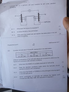 8.1Referring to the diagram of the galvanic cell:8.1.1 Write... | Filo