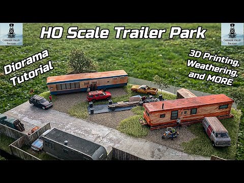 HO scale Trailer Park Diorama Tutorial Mobile Home Court - HOW TO BUILD. 3D Printing, Weathering.