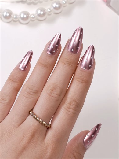 Metallic & Dots — The Perfect Combo! Using Beetles 6 Colors Metallic Muse Beetles White Fantasy Nail Polish #beetlesgelpolish #fyp #naillovers #foryourpage #nailart #metallicnails #nailgirl #pinkgirl