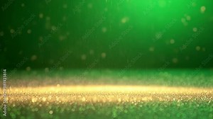Abstract green glitter background with falling sparkles, ideal for chroma keying and creating magical effects in video editing and graphic design projects