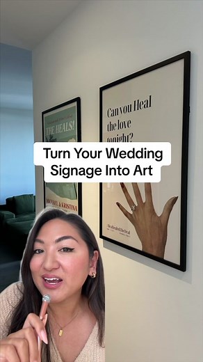 Wedding signage is so overlooked! One of my favorite details was how we took signs from our welcome party and rehearsal dinner and designed them to become vintage poster-inspired art we can hang at home. The best memento ♥️ save this idea! #weddingtiktok #weddingsign #bridetok #2023bride #weddingdesign #weddingdecor