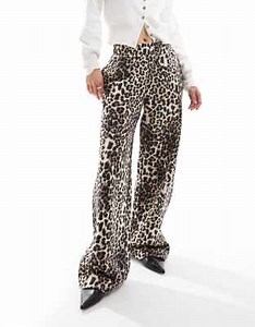 ASOS DESIGN heavyweight loopback wide leg jogger in leopard print | ASOS