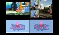 Mix of 4 videos from youtube : Spongebob VS Peppa Pig Sparta Remix Quadparison