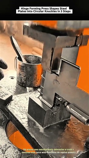 Hinge Forming Press Shapes Steel Plates into Circular Knuckles in 3 Steps #industrialcrushh
