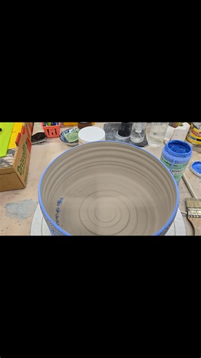 Two blue sgraffito bowls. Major hand cramping, but definatly worth it. | Cambrian Park Pottery