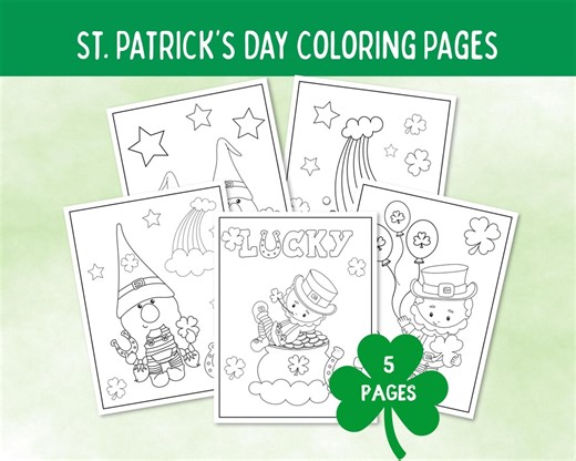 St. Patrick's Day Coloring Pages: Printable Coloring Sheets for Kids - Etsy