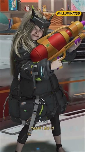 Now Diana has a water gun. Ho-Ho-Ho! #shorts #pragmata