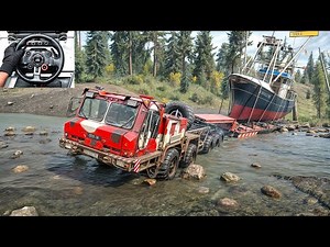 DAN 96320 - Hauling a Massive Boat Through Muddy Terrain | SnowRunner | Logitech G29 Gameplay | #899