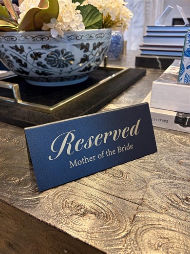 Personalized Reserved Wedding Sign, Reserved Seating Wedding Table Sign, Mother of the Bride Reserved Sign, Navy Wedding Table Decor - Etsy