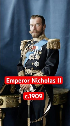 Emperor Nicholas II stands in 1909 wearing the full dress uniform of a RNA of the Fleet