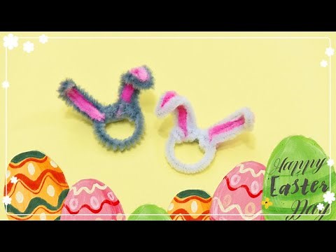 How to make Pipe Cleaner Easter Bunny Rings | Easter Crafts Ideas For Kids | 復活節小兔子戒指