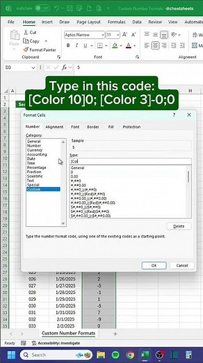 Custom Number Formats in Excel‼️ #excel