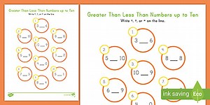 Greater Than Less Than Numbers up to Ten Worksheet