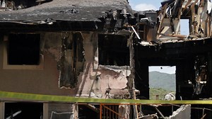 A Destroyed House Large Fire Stock Footage SBV-301533048 - Storyblocks
